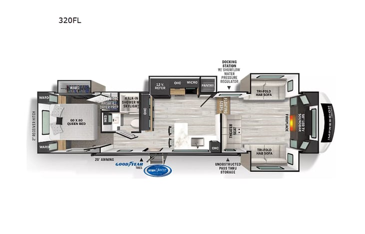 Representative floor plan provided by a trusted RVshare partner.