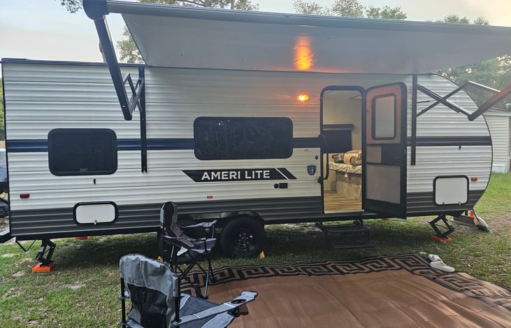 Camper with awning out