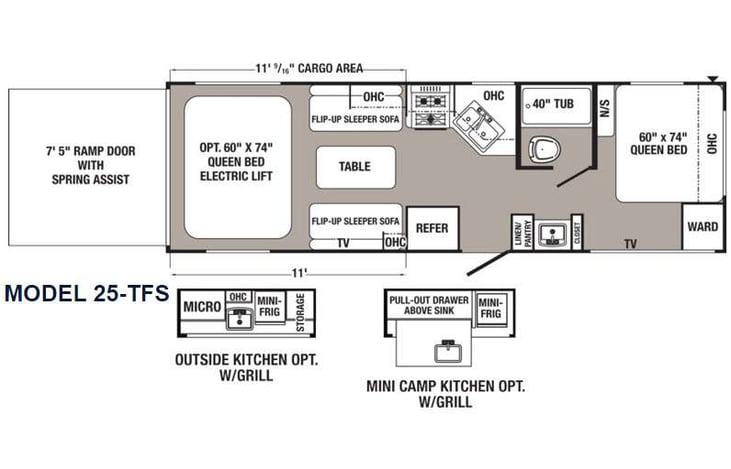 Representative floor plan provided by a trusted RVshare partner.