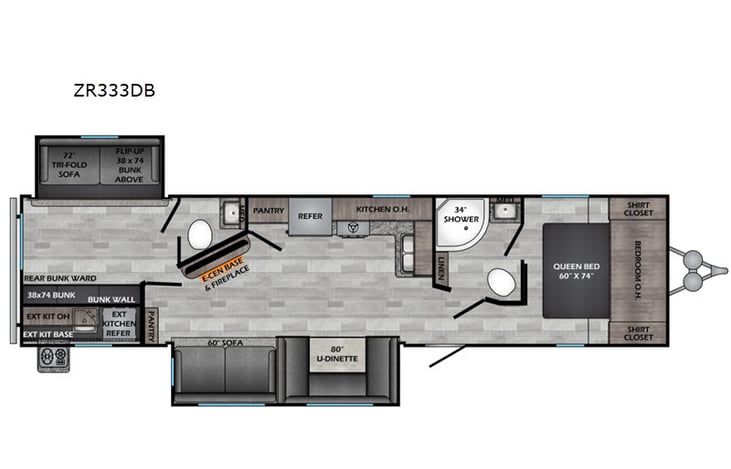 Representative floor plan provided by a trusted RVshare partner.