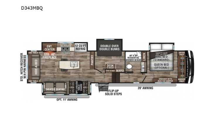 Representative floor plan provided by a trusted RVshare partner.