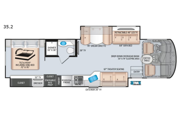 Representative floor plan provided by a trusted RVshare partner.