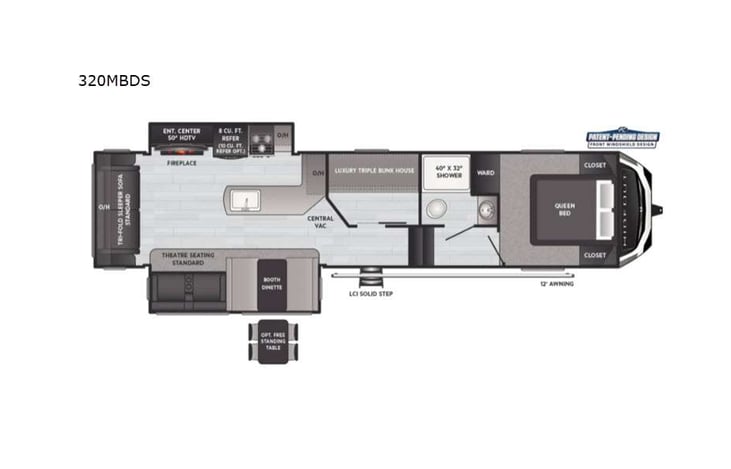 Representative floor plan provided by a trusted RVshare partner.