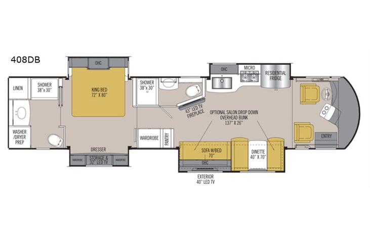 Representative floor plan provided by a trusted RVshare partner.