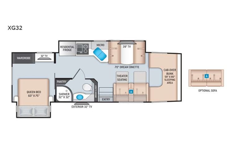 Representative floor plan provided by a trusted RVshare partner.