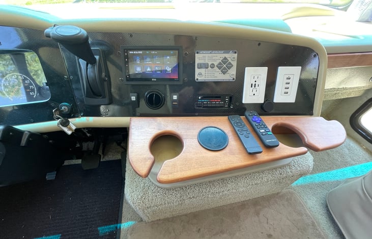 Updated dash with bluetooth and USB charging ports to help you with power and navigation