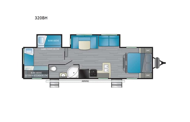 Representative floor plan provided by a trusted RVshare partner.