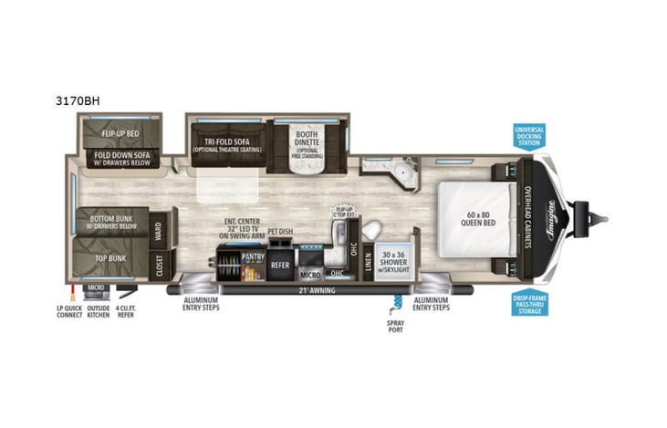 Representative floor plan provided by a trusted RVshare partner.