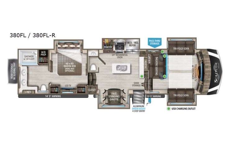 Representative floor plan provided by a trusted RVshare partner.