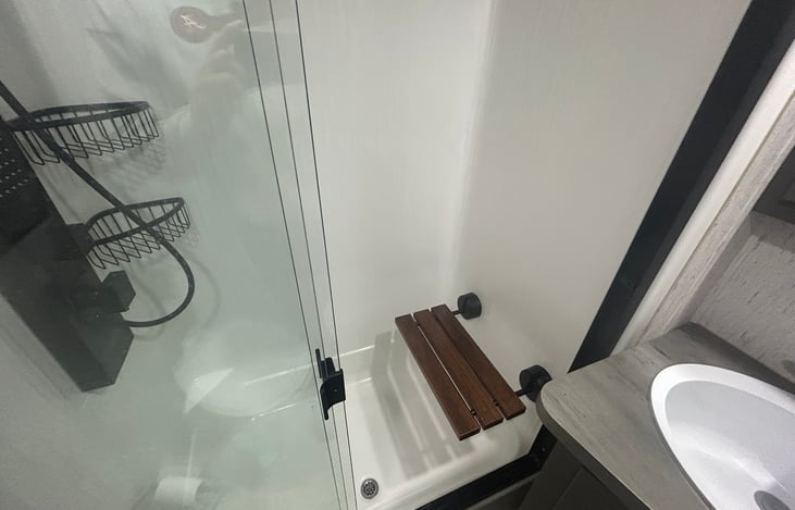 Teak Flip Down Seat.