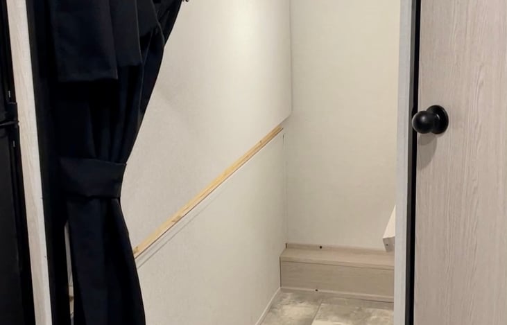 The lower bunk bed folds up to allow for storage of larger, bulky items you have on your trip.