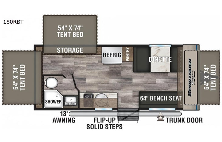 Representative floor plan provided by a trusted RVshare partner.