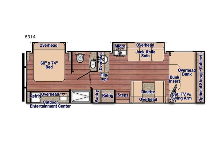 Representative floor plan provided by a trusted RVshare partner.