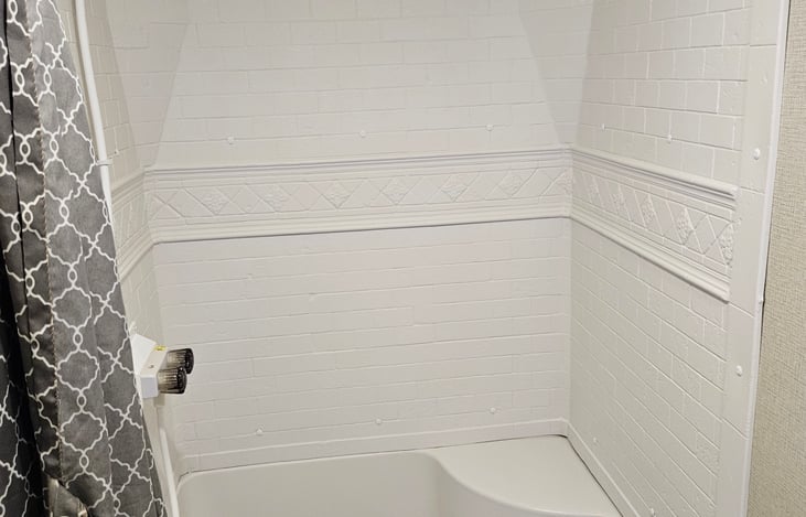 Bathroom with spacious walk in shower