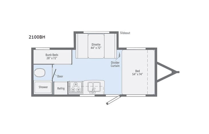 Representative floor plan provided by a trusted RVshare partner.