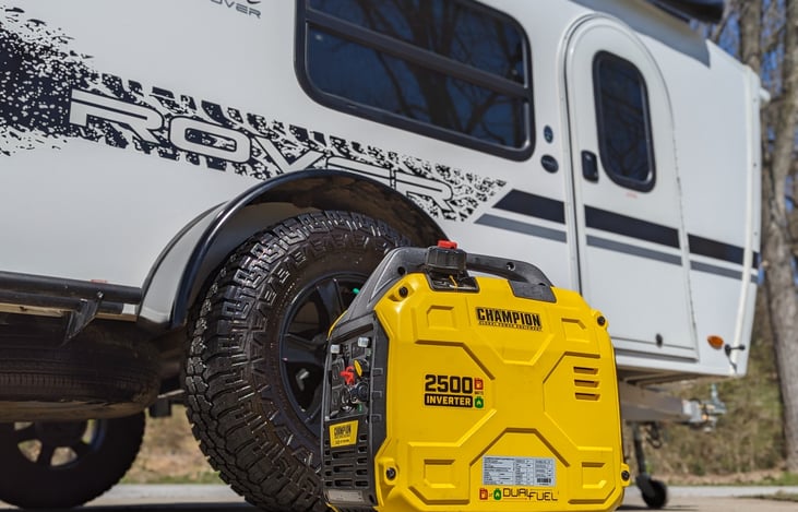 2500 watt generator from Champion is included in every rental for boondocking experiences without the need for shore power.