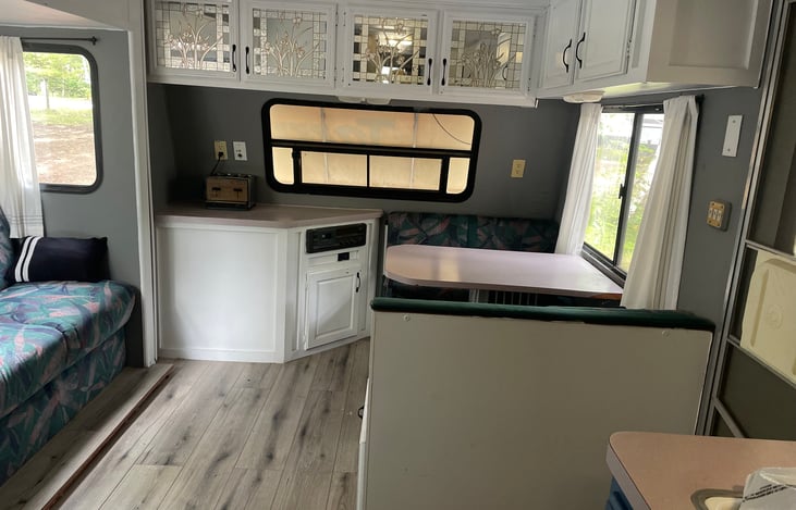 Dinette and sofa in slide out portion.