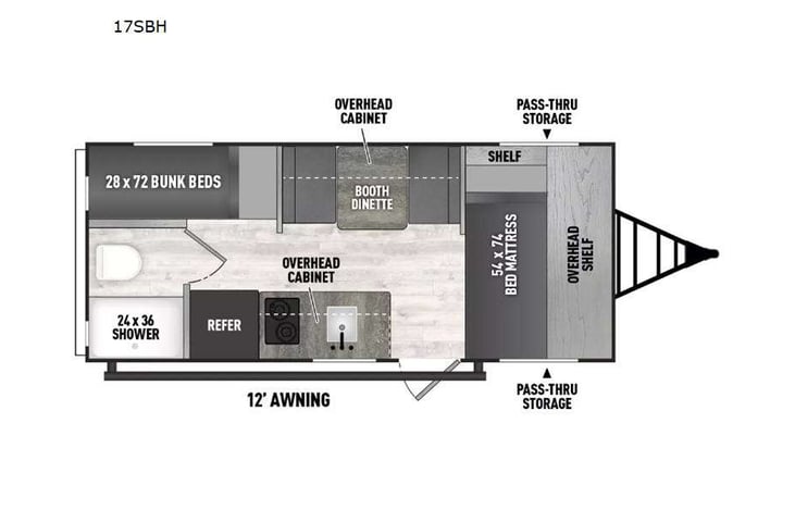 Representative floor plan provided by a trusted RVshare partner.