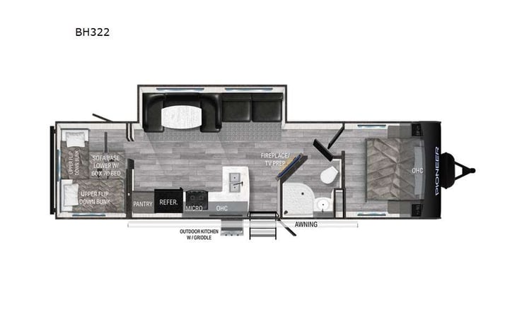 Representative floor plan provided by a trusted RVshare partner.