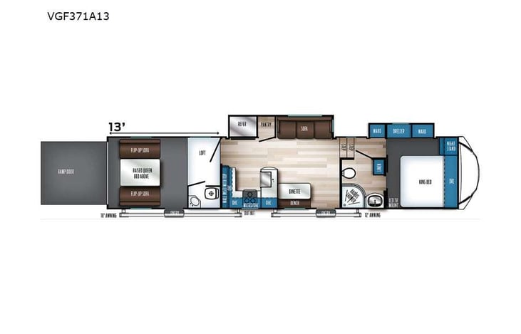 Representative floor plan provided by a trusted RVshare partner.