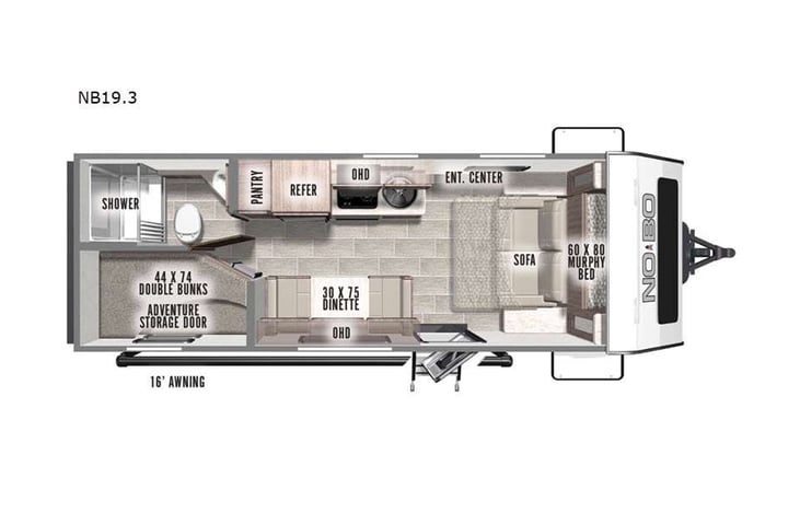 Representative floor plan provided by a trusted RVshare partner.