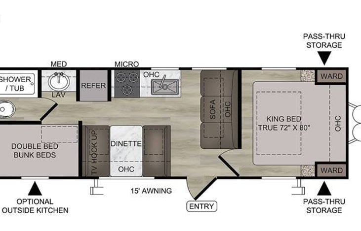 Great floor plan sleeps seven easily along with room for Fido