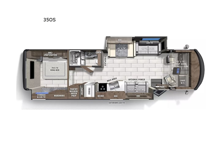 Representative floor plan provided by a trusted RVshare partner.