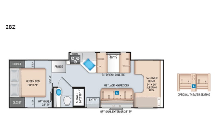 Representative floor plan provided by a trusted RVshare partner.
