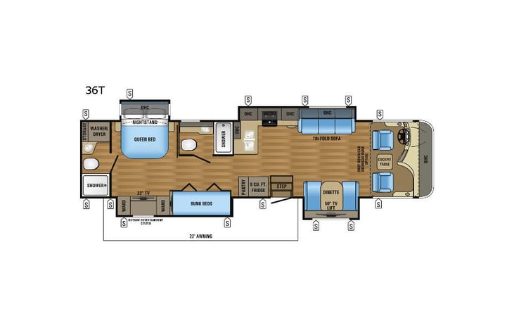 Representative floor plan provided by a trusted RVshare partner.