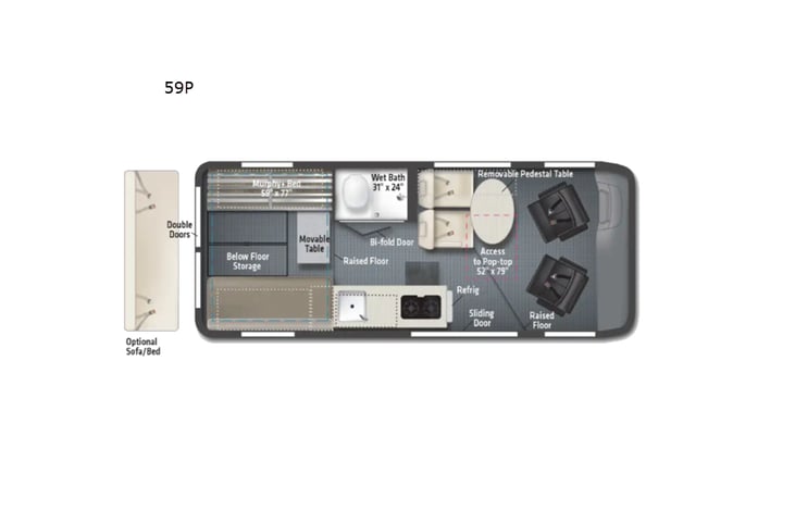 Representative floor plan provided by a trusted RVshare partner.