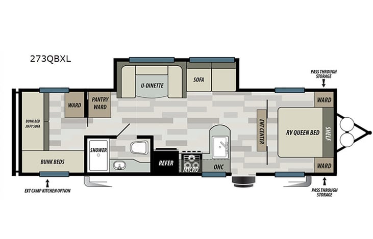 Representative floor plan provided by a trusted RVshare partner.