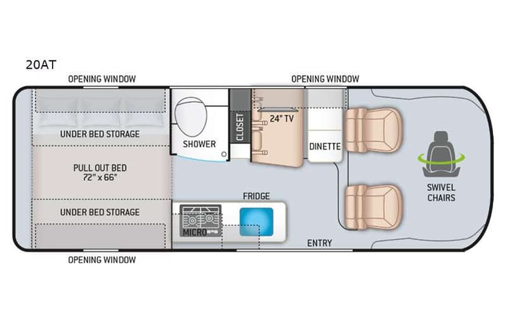 Representative floor plan provided by a trusted RVshare partner.
