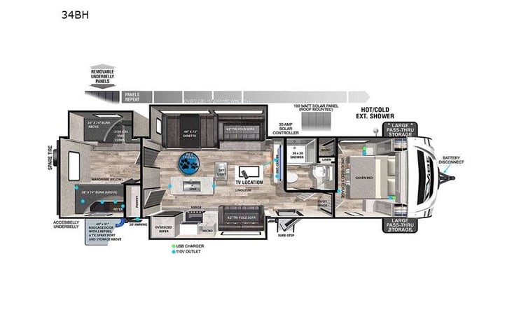 Representative floor plan provided by a trusted RVshare partner.