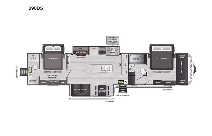 Representative floor plan provided by a trusted RVshare partner.