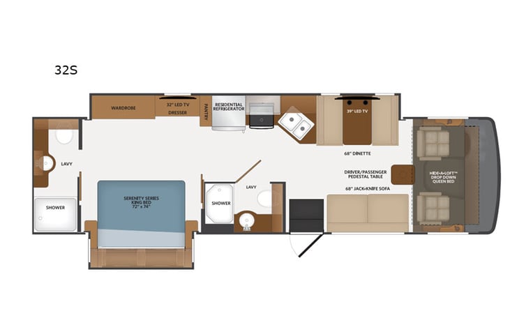 Representative floor plan provided by a trusted RVshare partner.