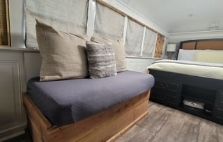 Cozy school bus on the river,  pet friendly,