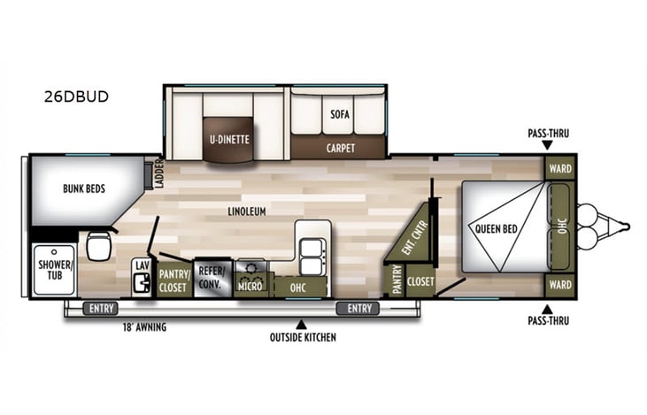 Representative floor plan provided by a trusted RVshare partner.
