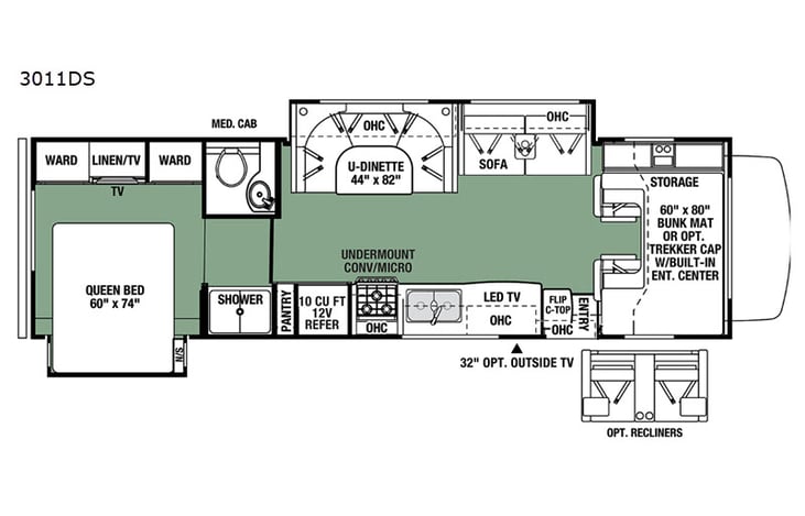 Representative floor plan provided by a trusted RVshare partner.