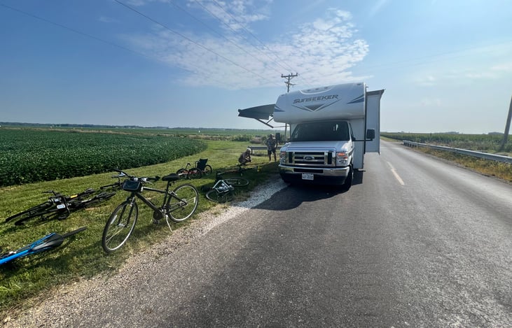 We helped a great group of bikers one day. Pulled over on the side of the road and gave them some shade and a/c on a hot day.