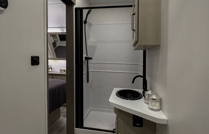 Bathroom and Shower with Instant Hot Water Tank