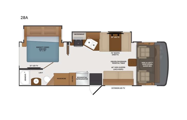 Representative floor plan provided by a trusted RVshare partner.