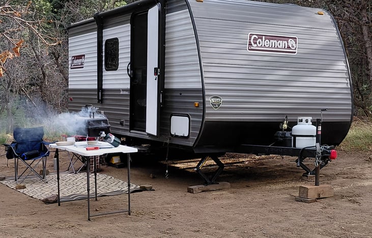 Portable gas grill is great addition.
