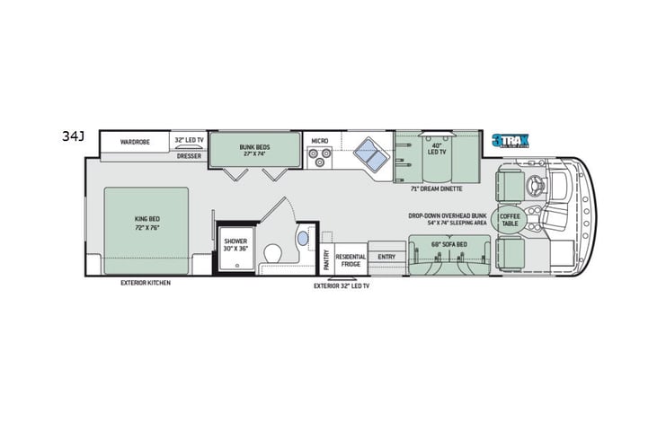 Representative floor plan provided by a trusted RVshare partner.