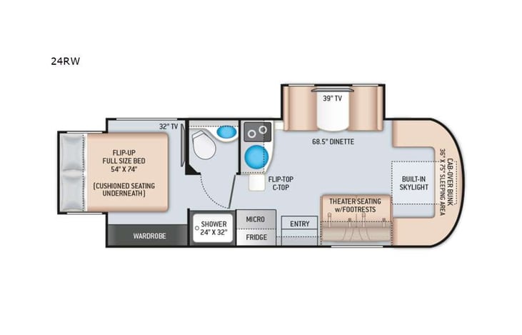 Representative floor plan provided by a trusted RVshare partner.