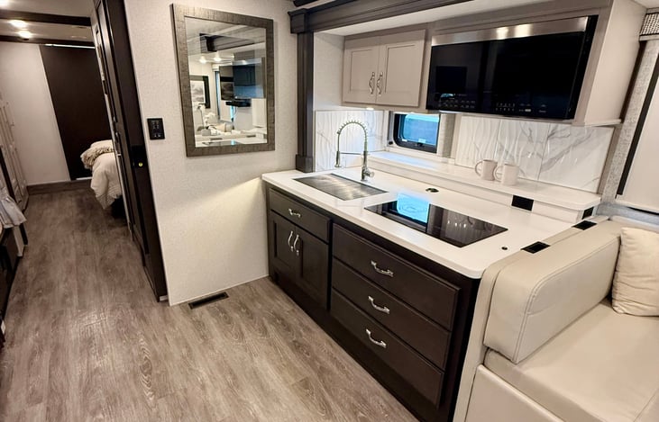 Kitchen, microwave, stove