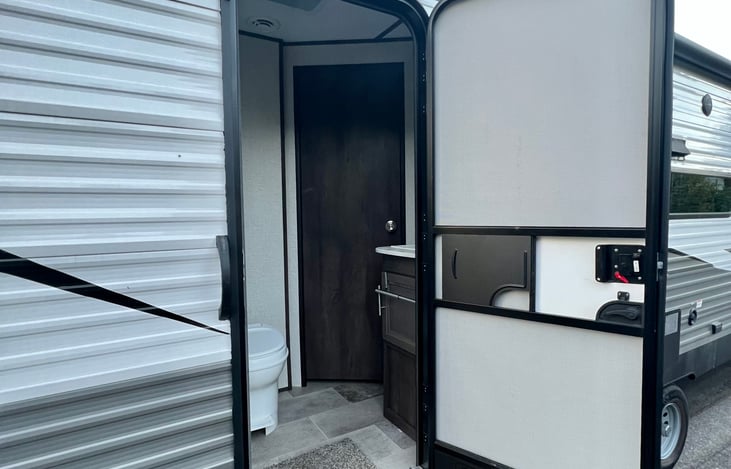 Inside bathroom entrance far door