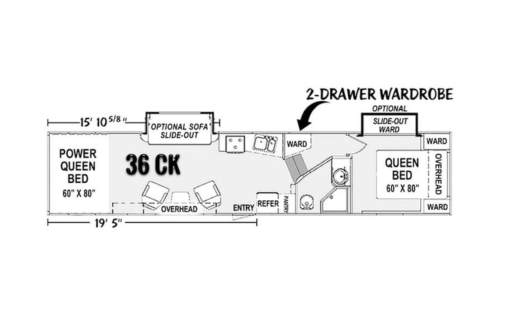 Representative floor plan provided by a trusted RVshare partner.