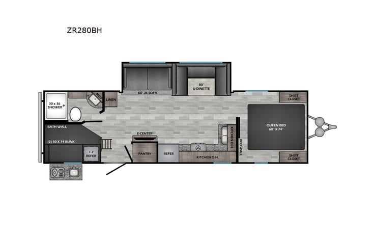 Representative floor plan provided by a trusted RVshare partner.