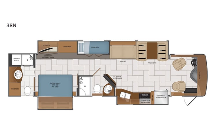 Representative floor plan provided by a trusted RVshare partner.