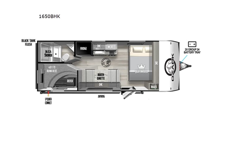 Representative floor plan provided by a trusted RVshare partner.